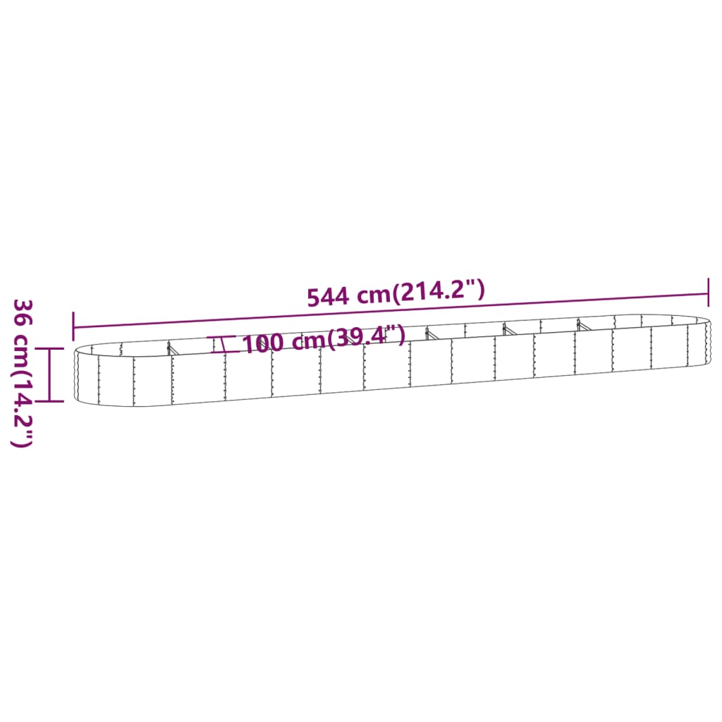 vidaXL Povišena vrtna gredica od čelika 544x100x36 cm antracit