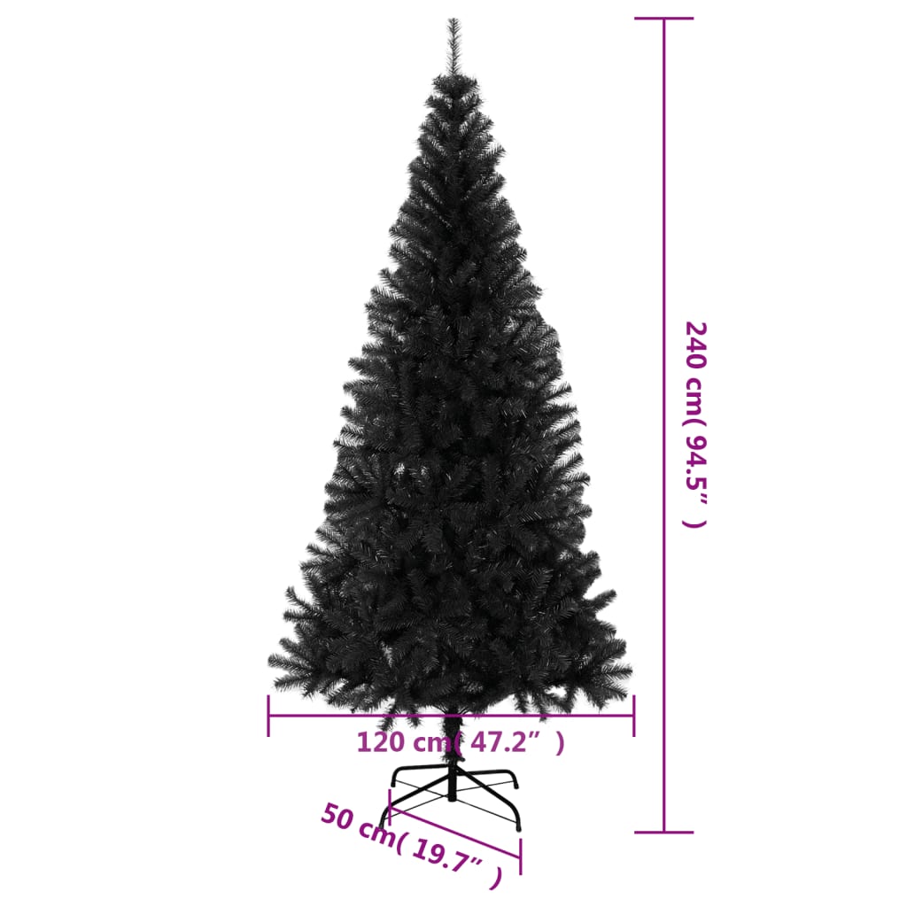 vidaXL Umjetno božićno drvce sa stalkom crno 240 cm PVC