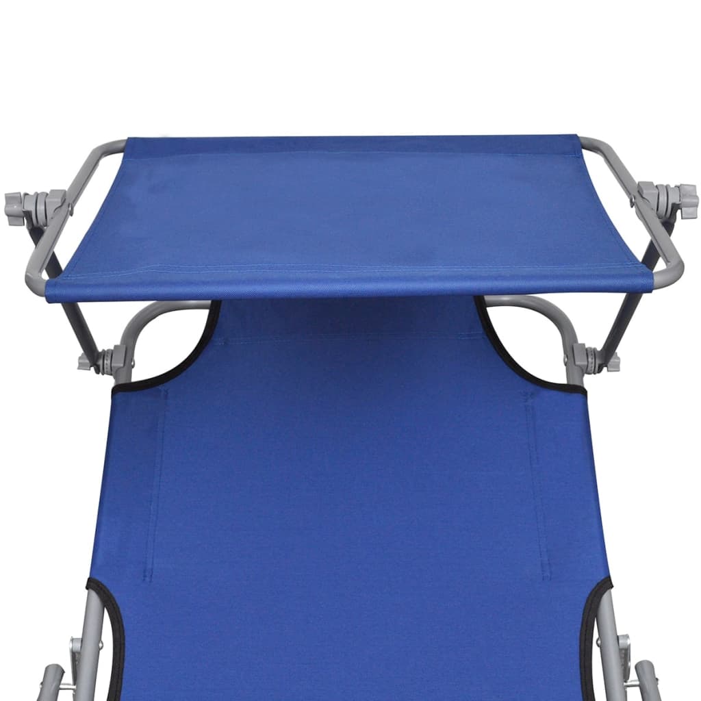 vidaXL Sklopiva ležaljka za sunčanje s baldahinom čelik i tkanina plava