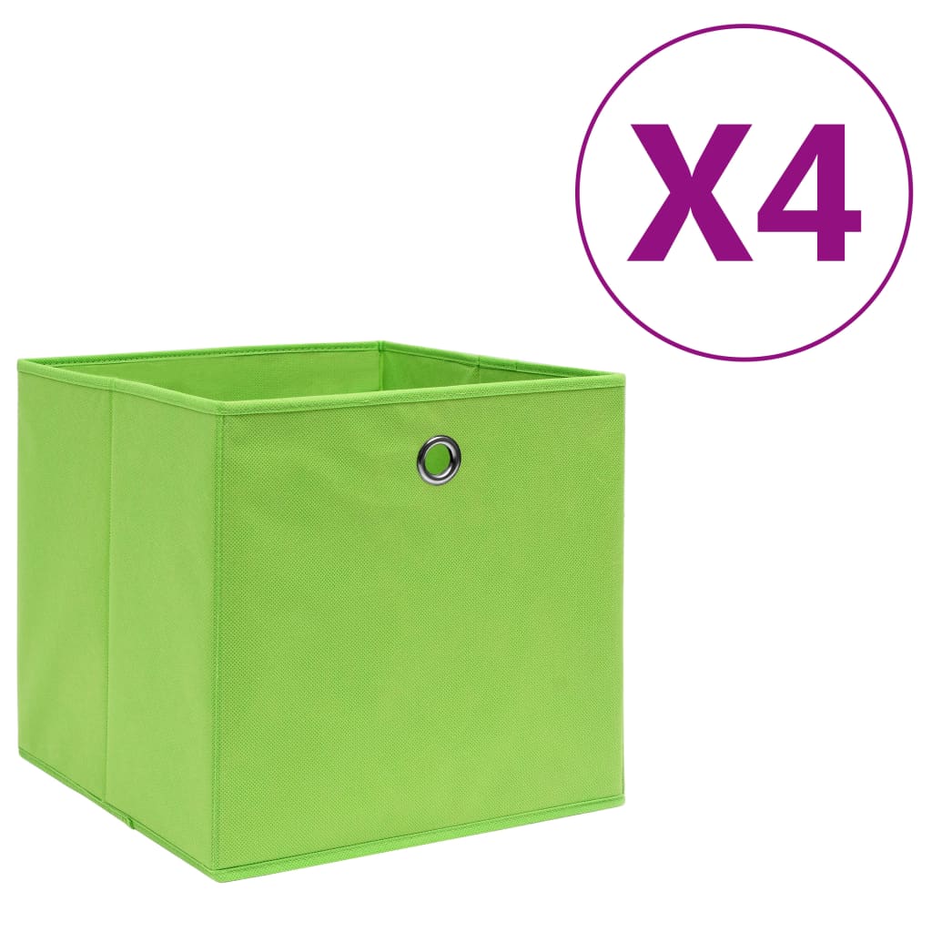 vidaXL Kutije za pohranu od netkane tkanine 4 kom 28x28x28 cm zelene