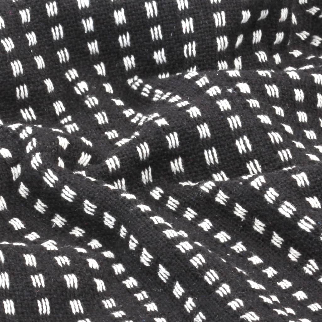 vidaXL Pamučni pokrivač na kvadratiće 160 x 210 cm crni