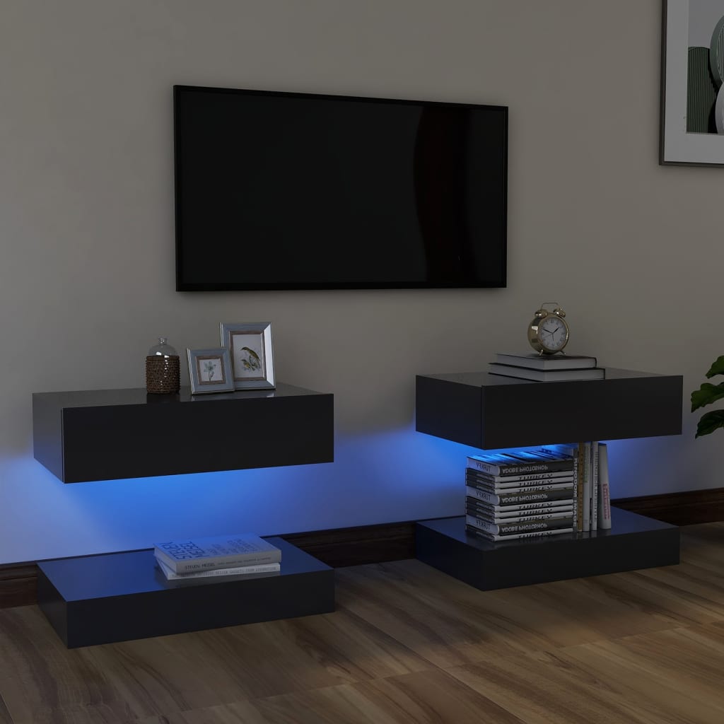 vidaXL TV ormarići s LED svjetlima 2 kom sivi 60 x 35 cm