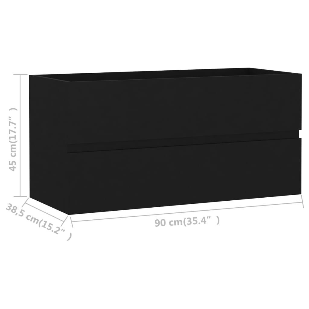 vidaXL 2-dijelni set kupaonskog namještaja crni od konstruiranog drva