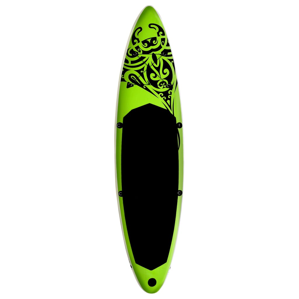 vidaXL Daska na napuhavanje za veslanje stojeći 366x76x15 cm zeleni