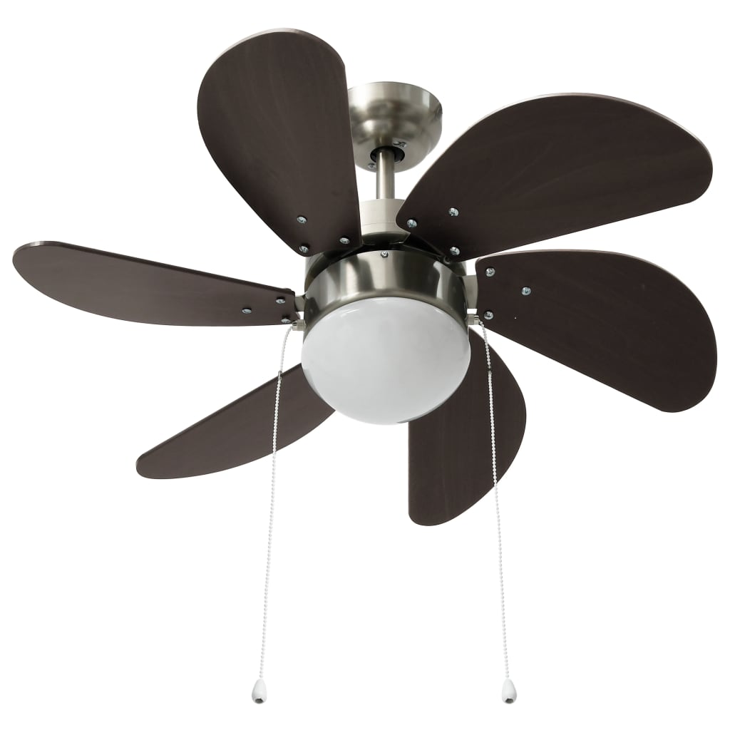 vidaXL Stropni ventilator sa svjetlom 76 cm tamnosmeđi