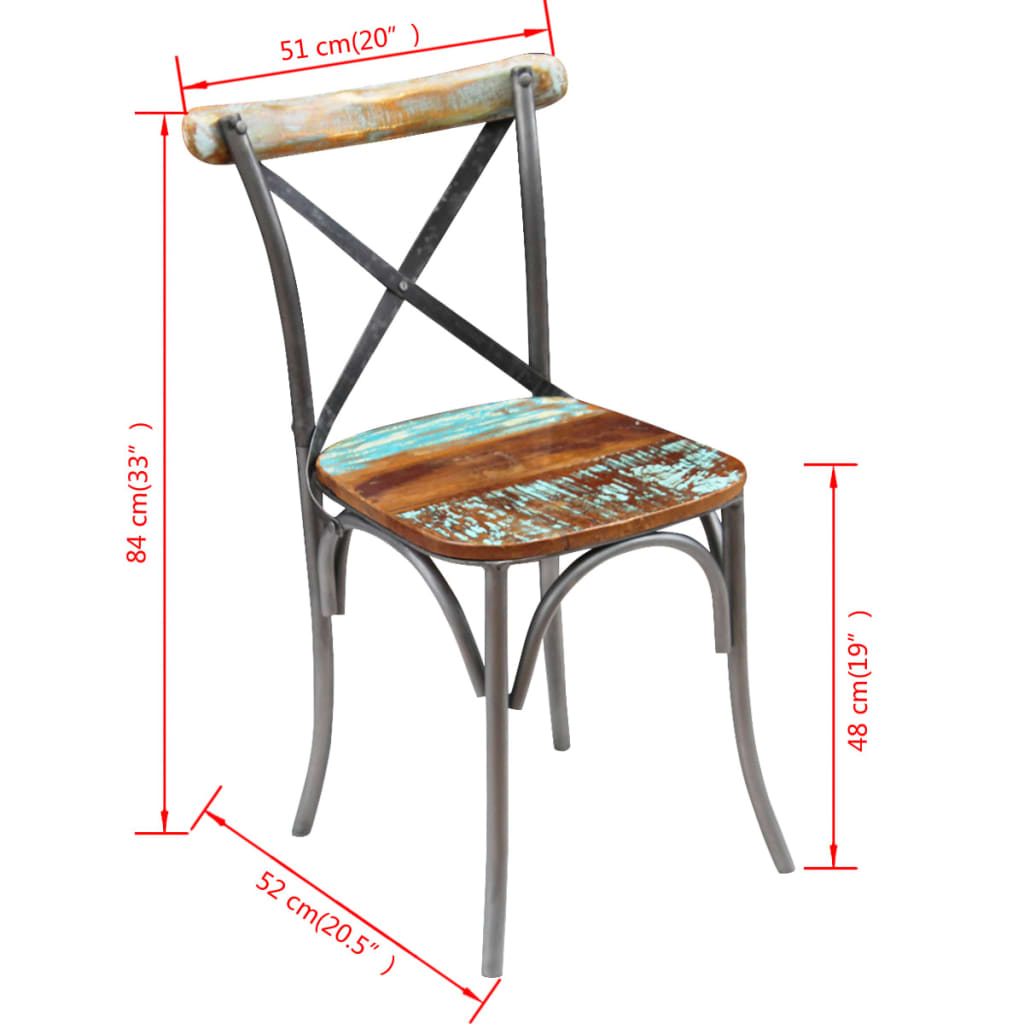 vidaXL Blagovaonske stolice od obnovljenog drva 4 kom