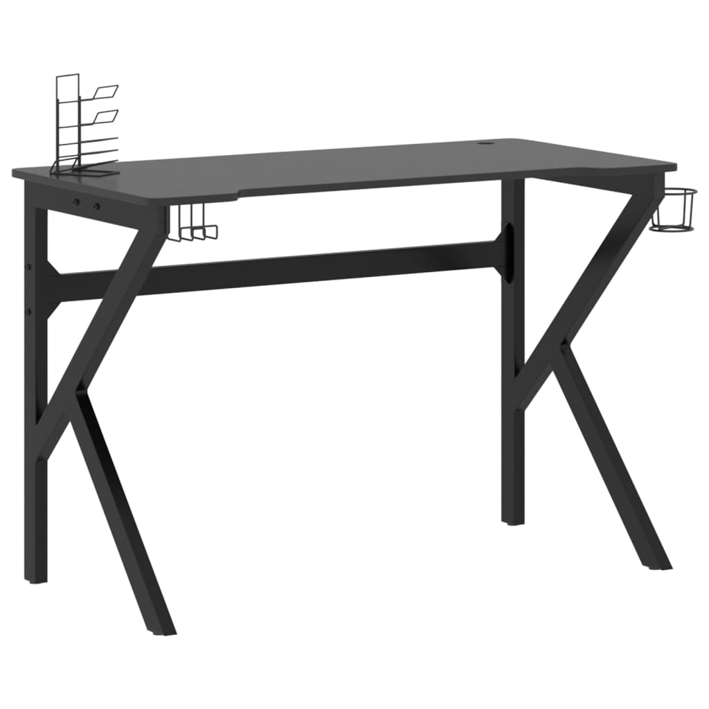 vidaXL Igraći stol s nogama u obliku slova K crni 110 x 60 x 75 cm