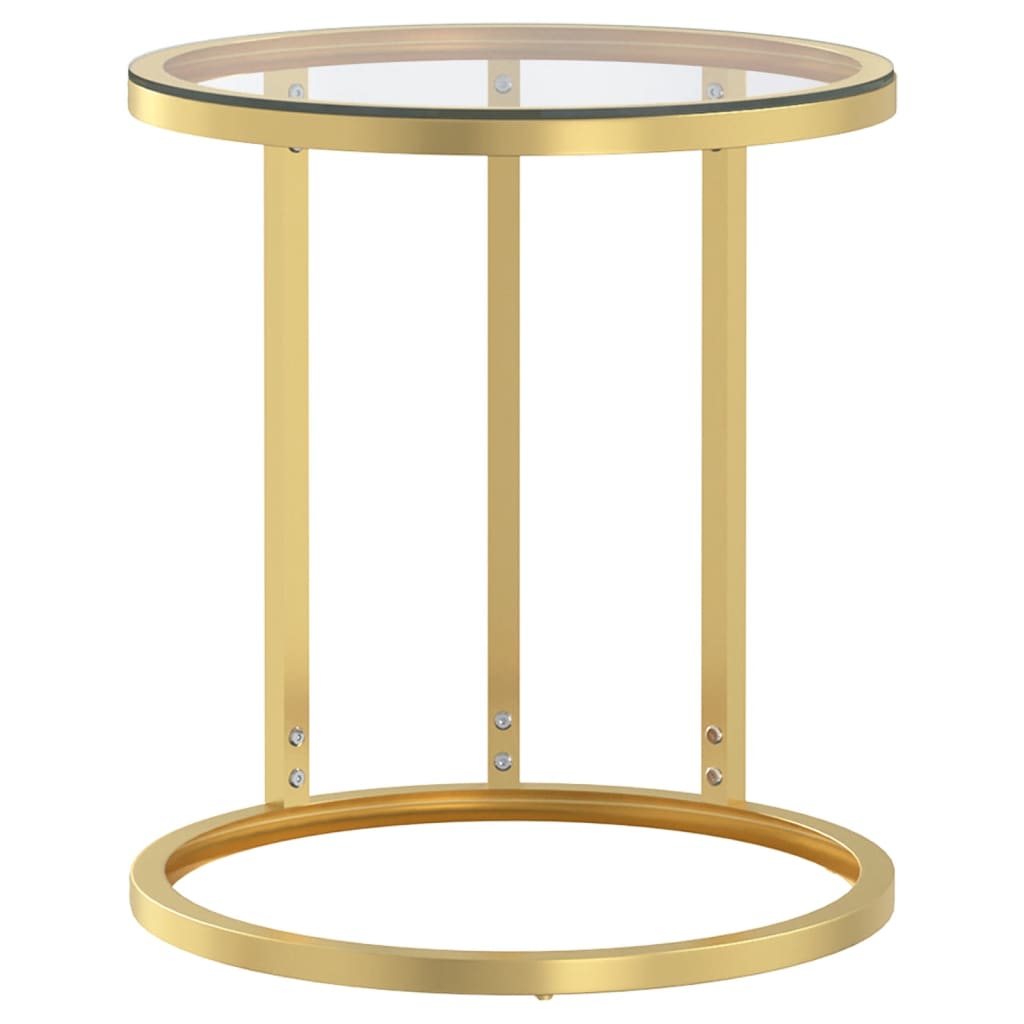 vidaXL Bočni stolić zlatni i prozirni 45 cm od kaljenog stakla
