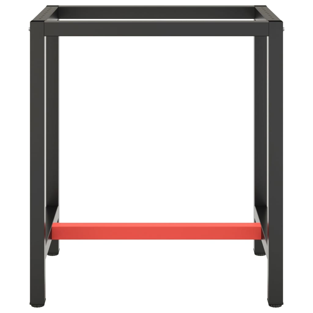 vidaXL Okvir za radni stol mat crni i mat crveni 70x50x79 cm metalni