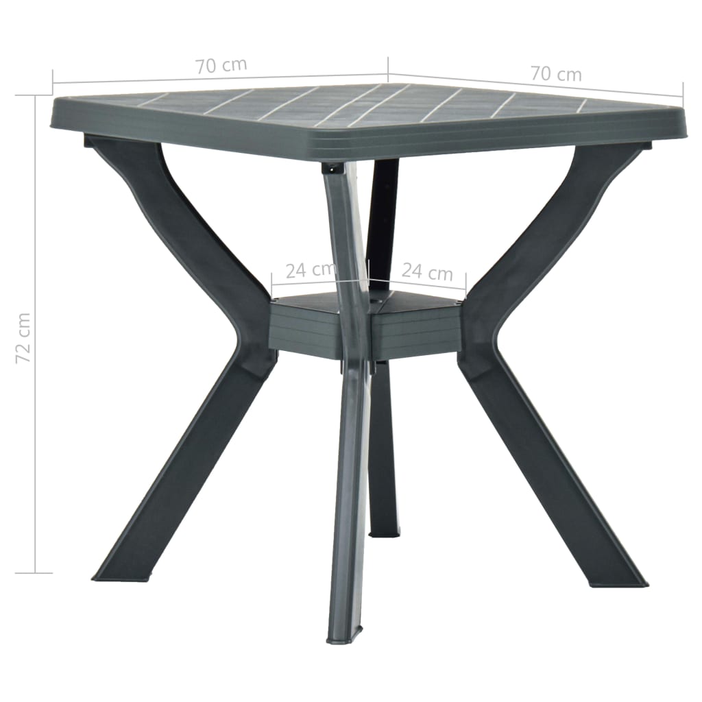 vidaXL Bistro stol zeleni 70 x 70 x 72 cm plastični