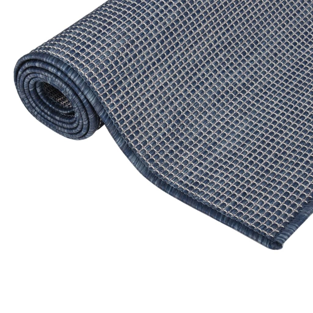vidaXL Vanjski tepih ravnog tkanja 80 x 150 cm plavi