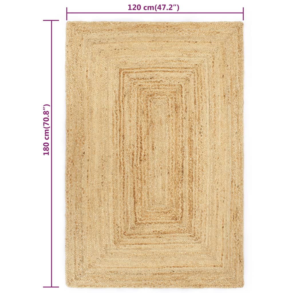 vidaXL Ručno rađeni tepih od jute prirodne boje 120 x 180 cm