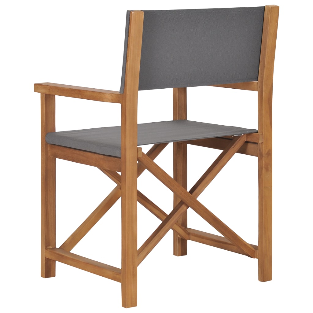 vidaXL Redateljske stolice 2 kom od masivne tikovine sive