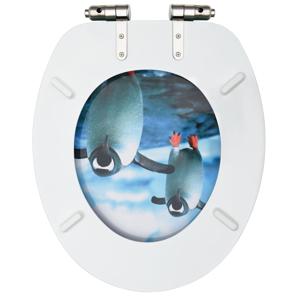 vidaXL Toaletna daska s mekim zatvaranjem MDF s uzorkom pingvina