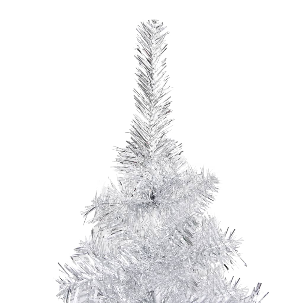 vidaXL Umjetno božićno drvce LED s kuglicama srebrno 180 cm PET