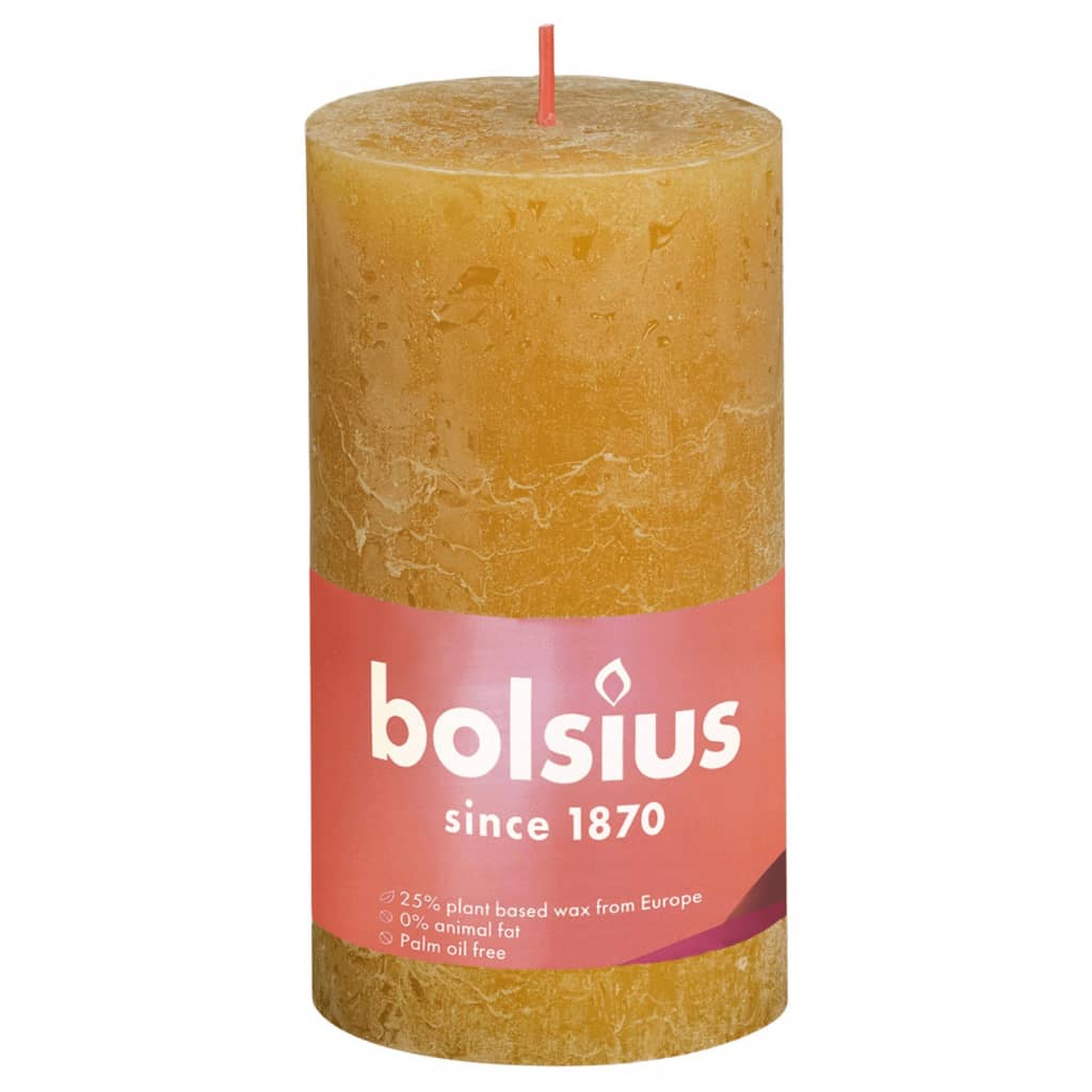 Bolsius rustične debele svijeće Shine 4 kom 130 x 68 mm žuta boja saća