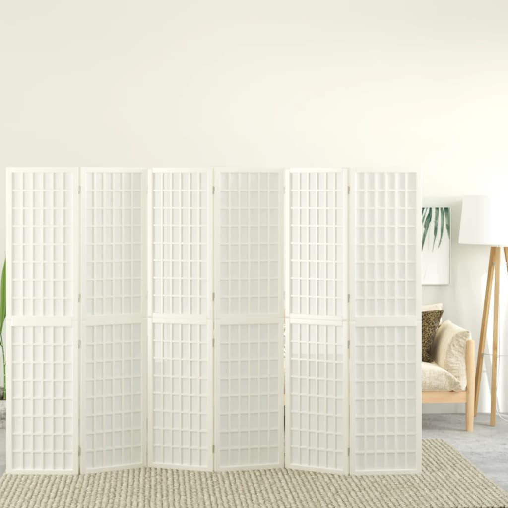 vidaXL Sklopiva sobna pregrada 6 panela japanski stil 240x170cm bijela
