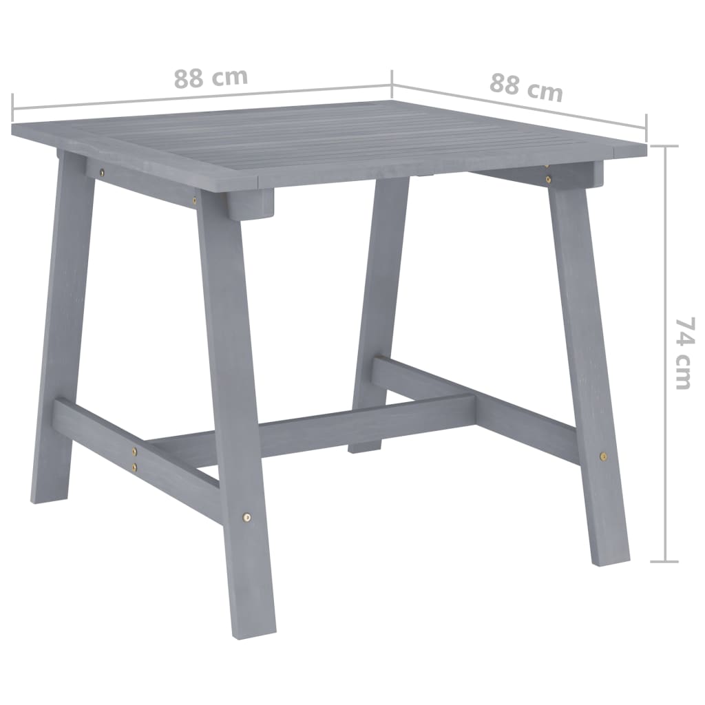 vidaXL Vrtni blagovaonski stol sivi 88x88x74 cm masivno drvo bagrema