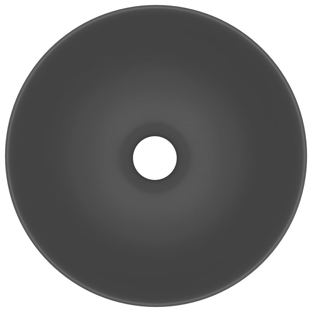 vidaXL Kupaonski umivaonik od keramike tamnosivi okrugli