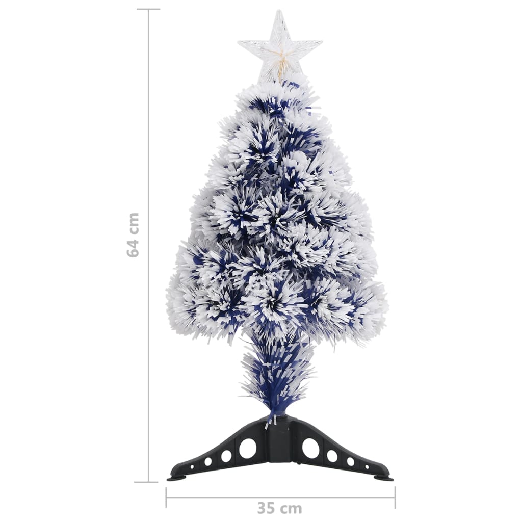 vidaXL Umjetno božićno drvce bijelo-plavo 64 cm optička vlakna