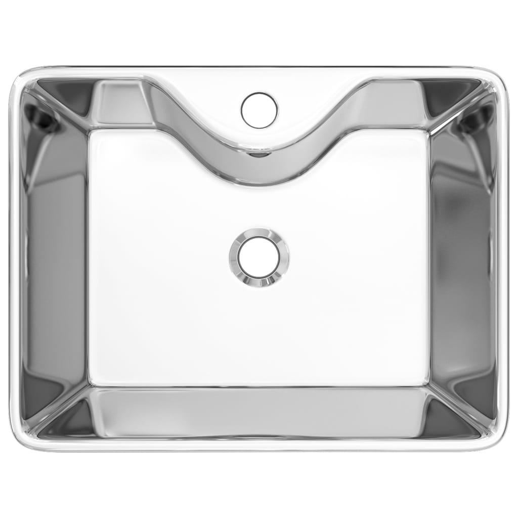 vidaXL Umivaonik s otvorom za slavinu 48x37x13,5 cm keramički srebrni