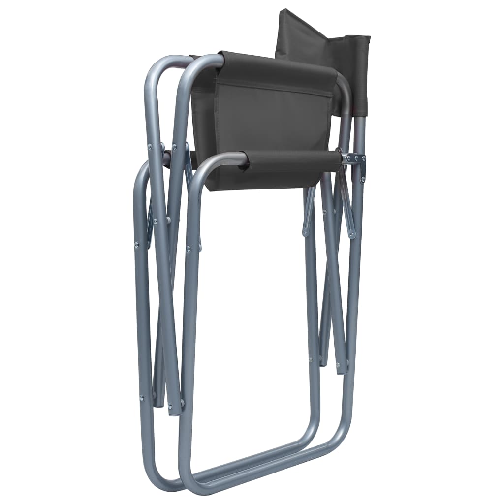 vidaXL Redateljske stolice 2 kom čelične sive