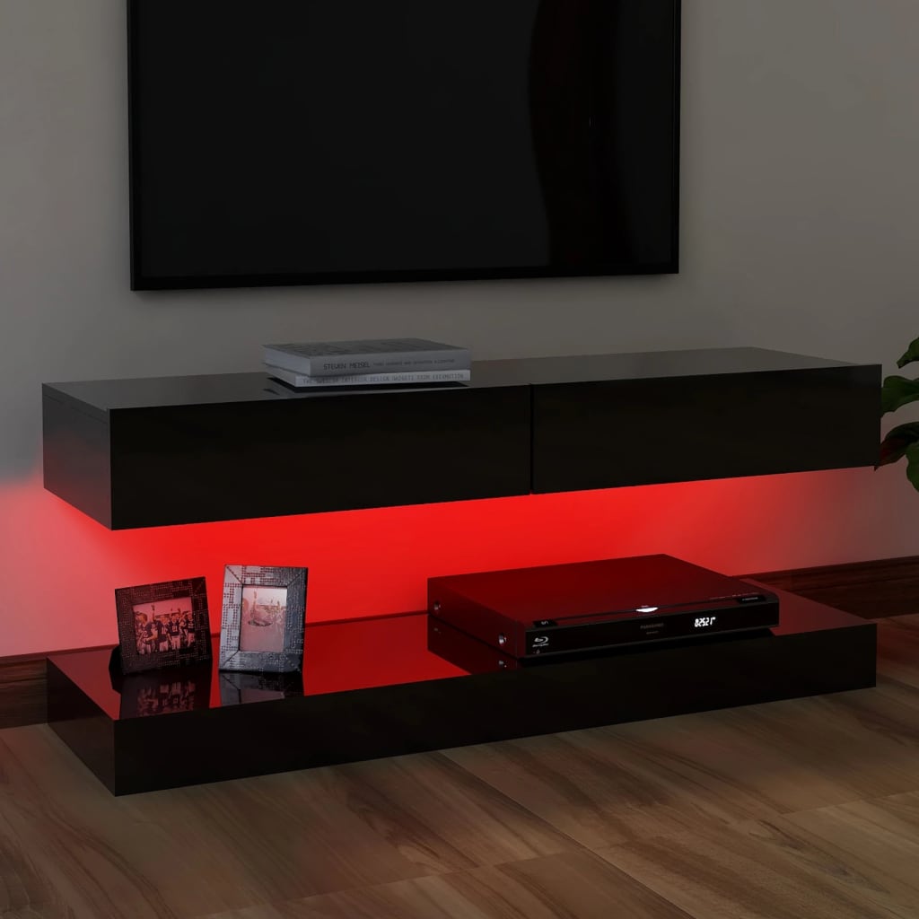 vidaXL TV ormarić s LED svjetlima visoki sjaj crni 120 x 35 cm