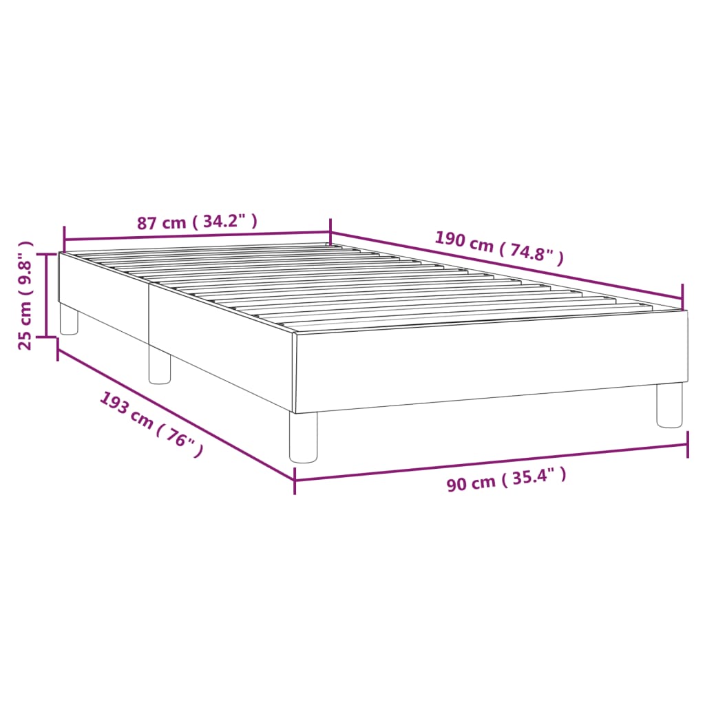 vidaXL Okvir za krevet smeđesivi 90x190 cm od tkanine