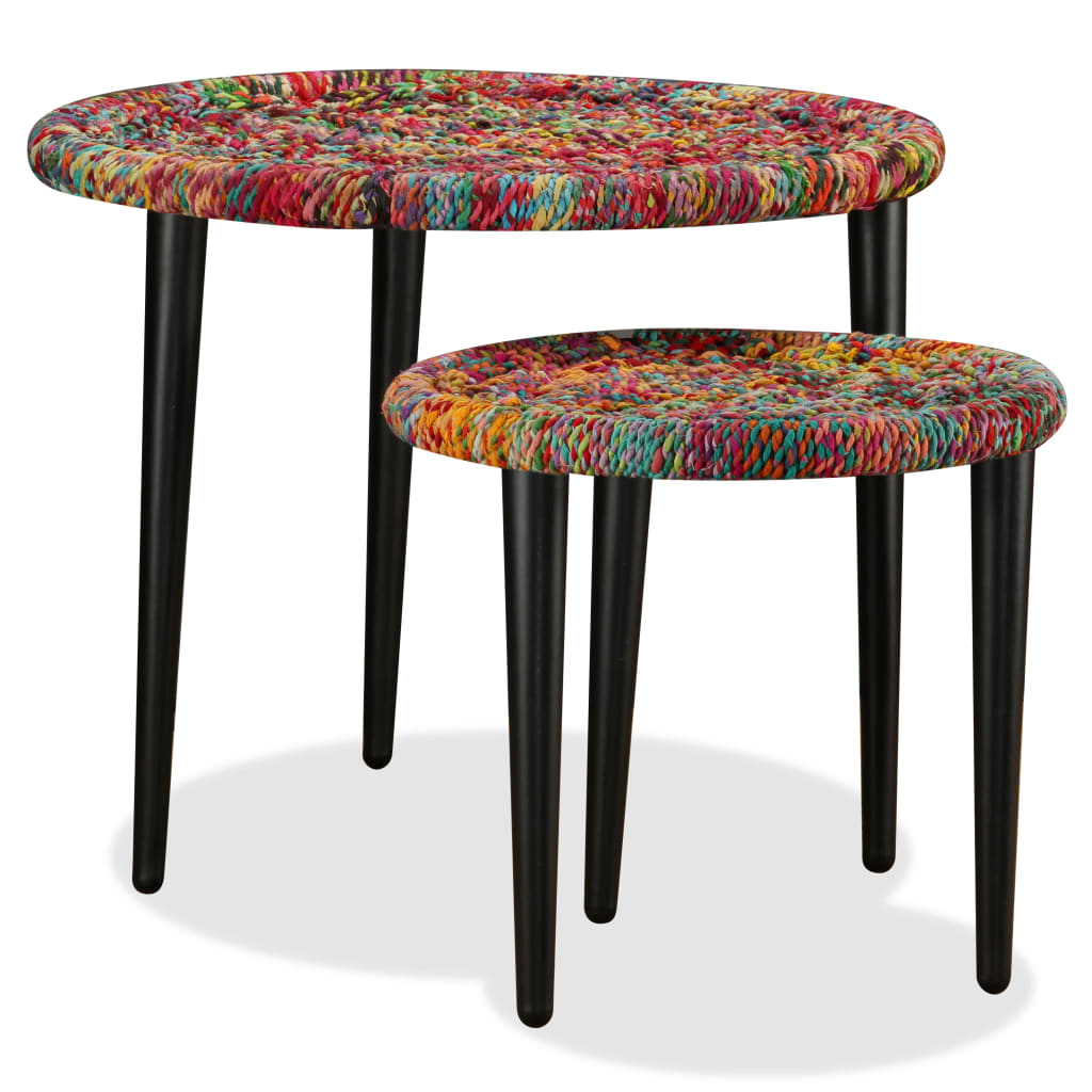 vidaXL 2-dijelni set stolića za kavu s tkanim detaljima chindi šareni
