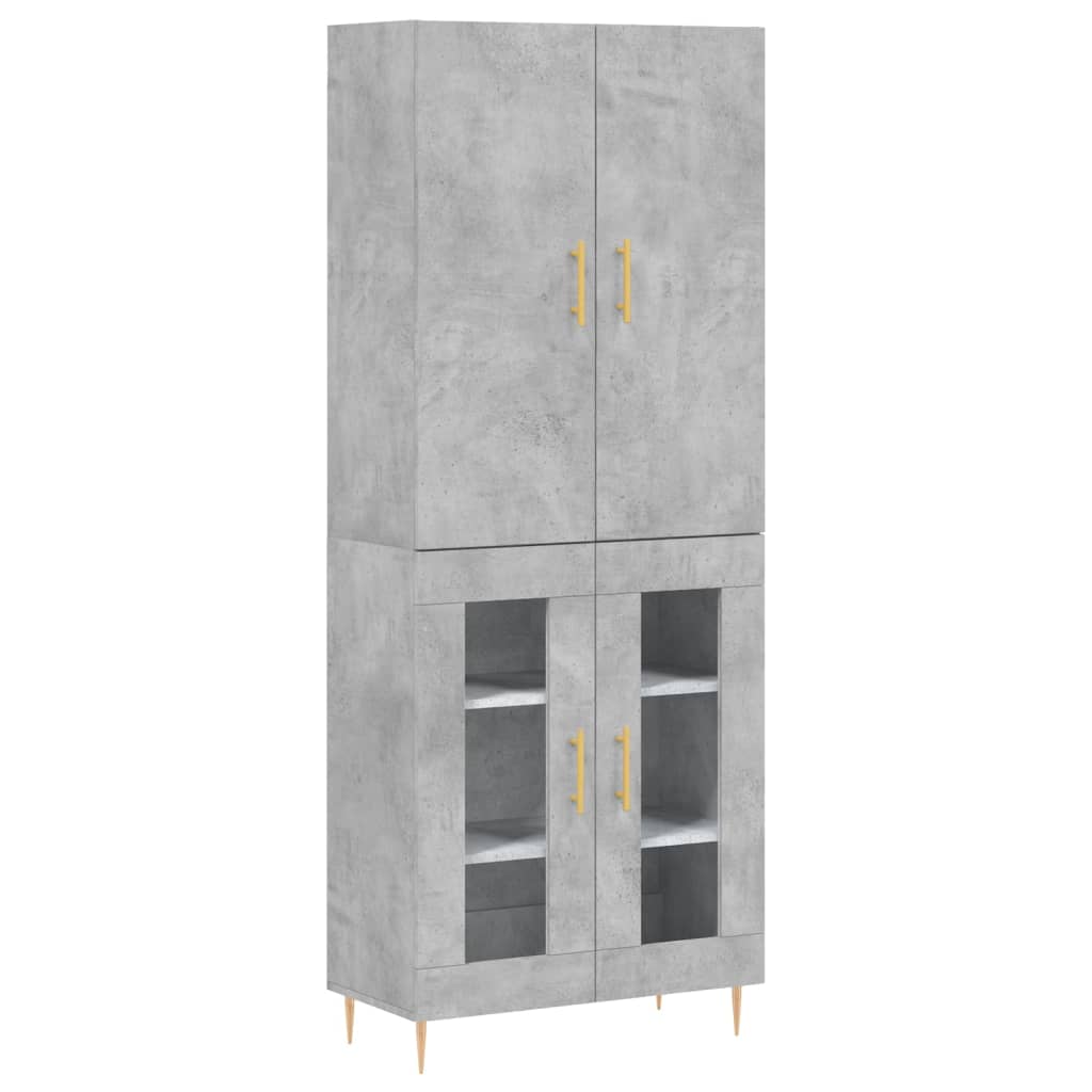 vidaXL Visoka komoda siva betona 69,5x34x180 cm od konstruiranog drva
