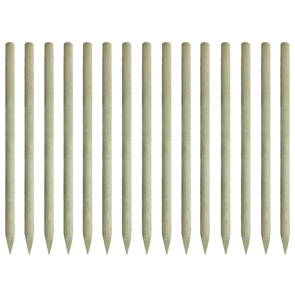 vidaXL Šiljasti stupovi za ogradu 15 kom od borovine 4 x 197 cm