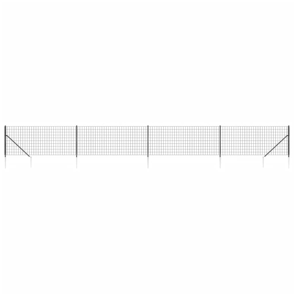vidaXL Ograda od žičane mreže sa šiljastim držačima antracit 0,8x10 m