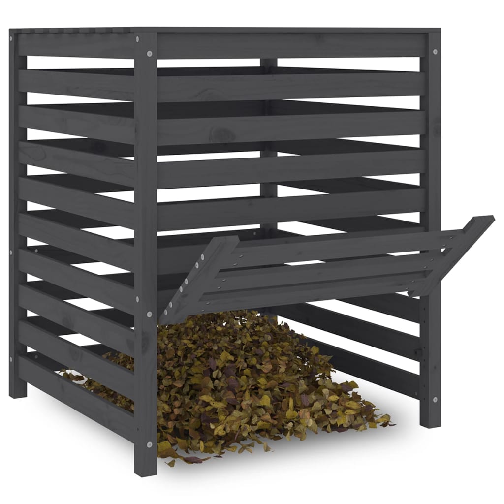 vidaXL Komposter sivi 82,5x82,5x99,5 cm od masivne borovine