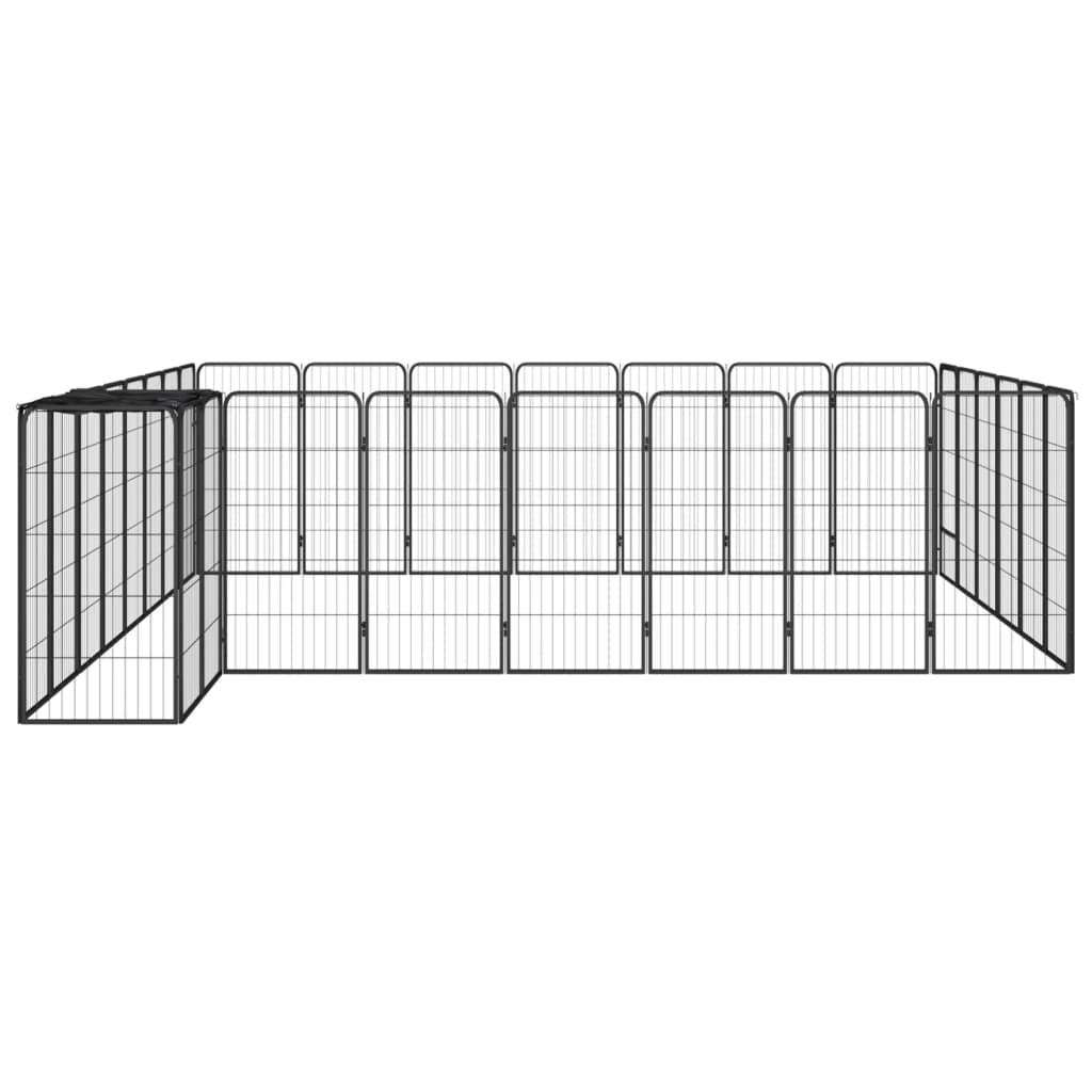 vidaXL Ograda za pse s 30 panela crna 50 x 100 cm čelik obložen prahom