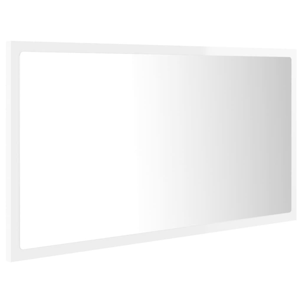 vidaXL LED kupaonsko ogledalo visoki sjaj bijelo 80x8,5x37 cm akrilno