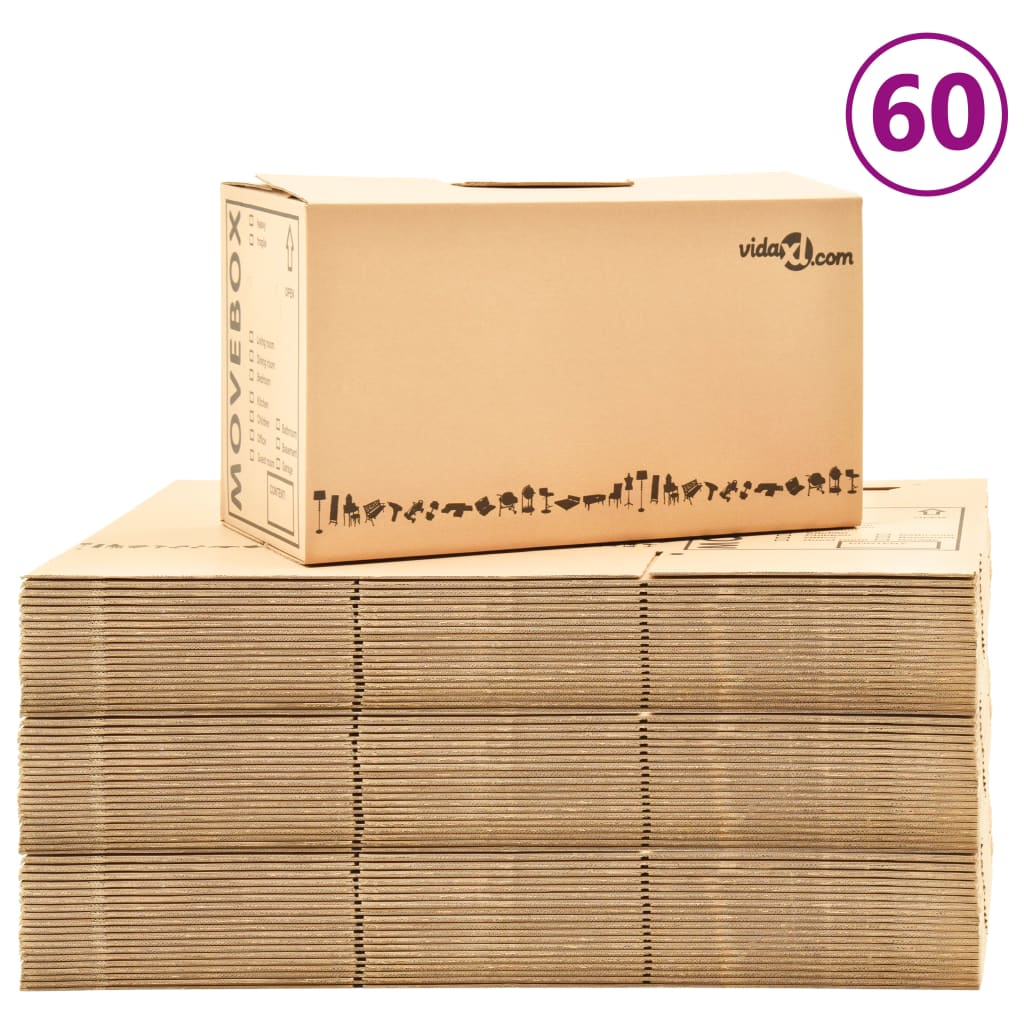 vidaXL Kutije za selidbu kartonske XXL 60 kom 60 x 33 x 34 cm