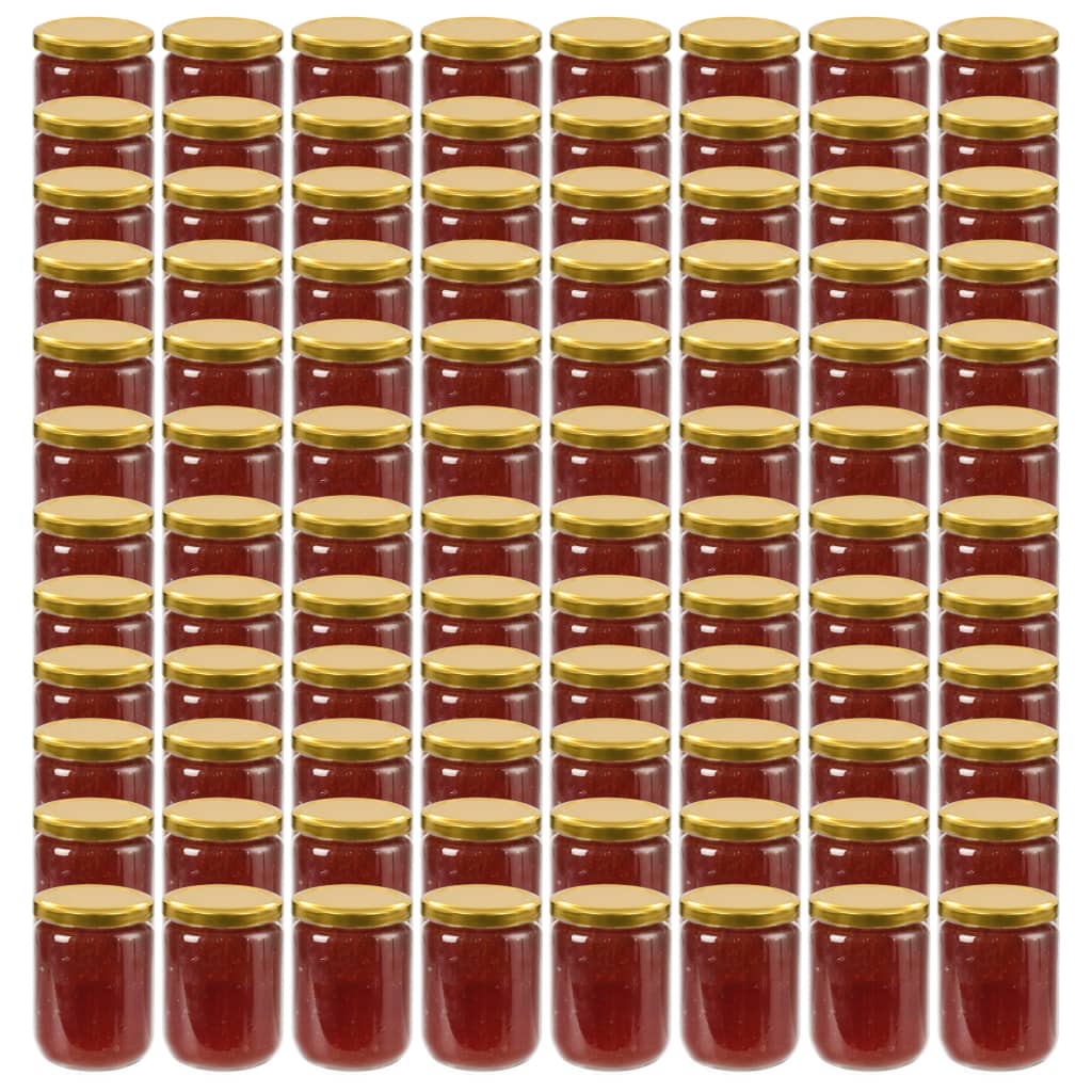 vidaXL Staklenke za džem sa zlatnim poklopcima 96 kom 230 ml