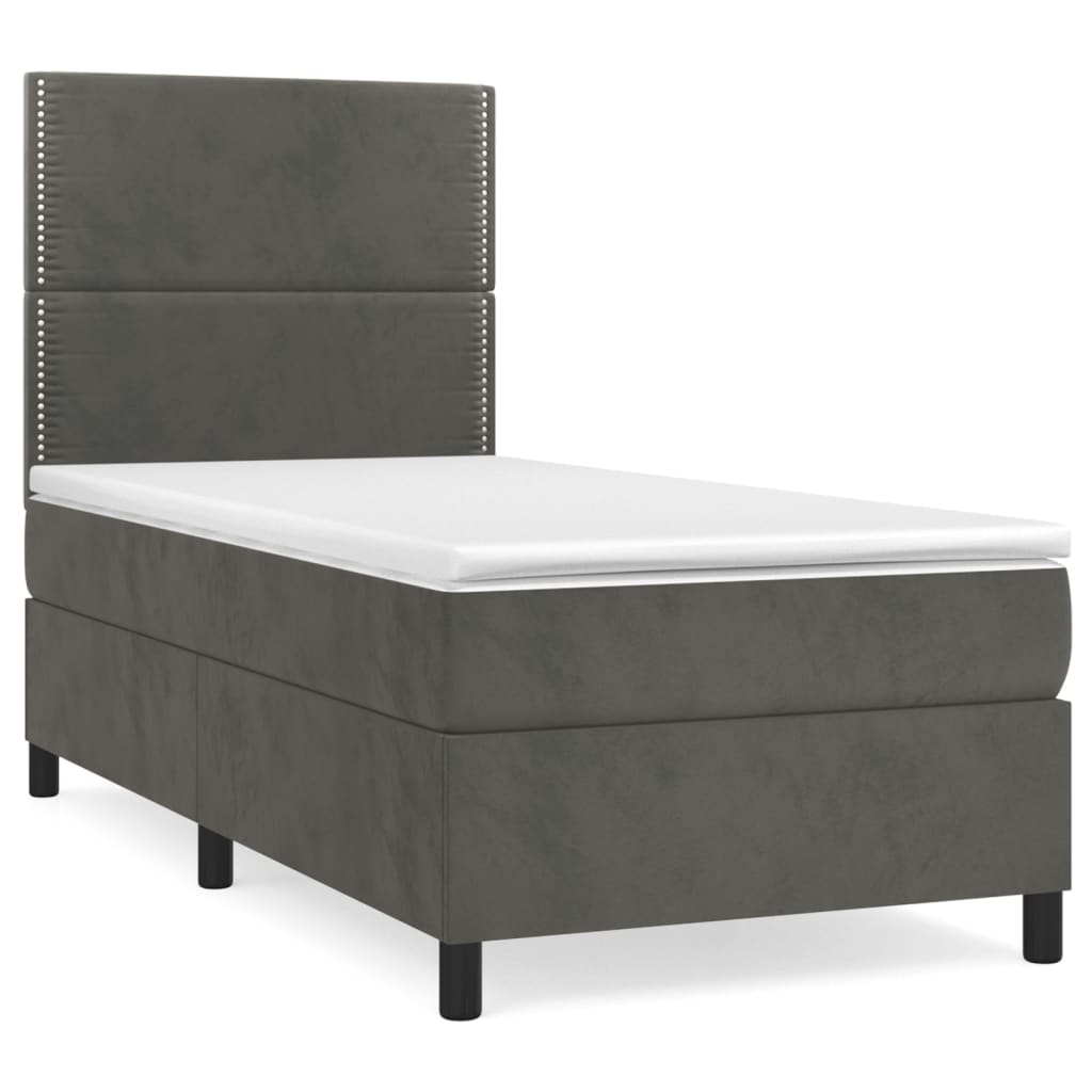 vidaXL Box spring krevet s madracem tamnosivi 80 x 200 cm baršunasti