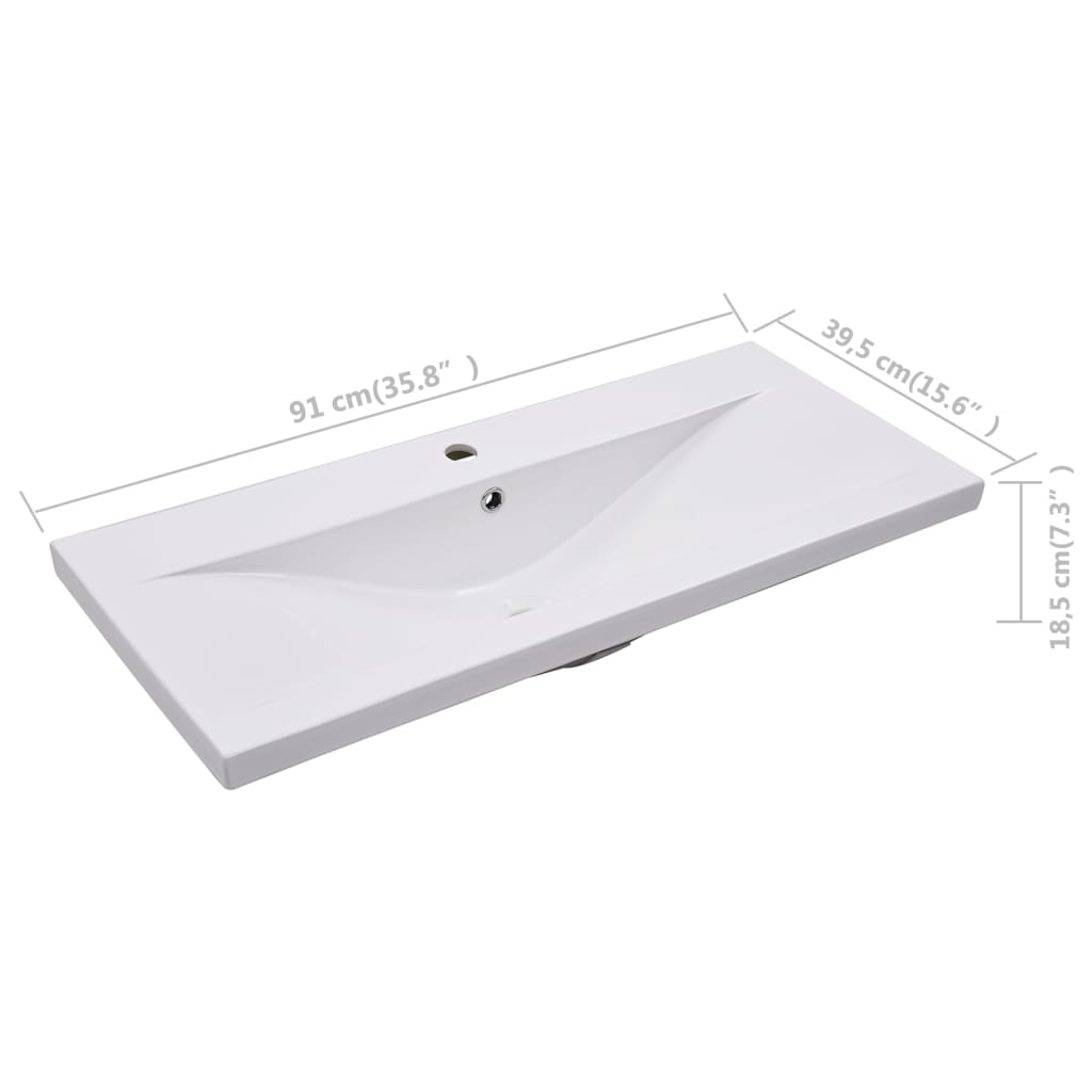 vidaXL Ugradbeni umivaonik 91 x 39,5 x 18,5 cm keramički bijeli
