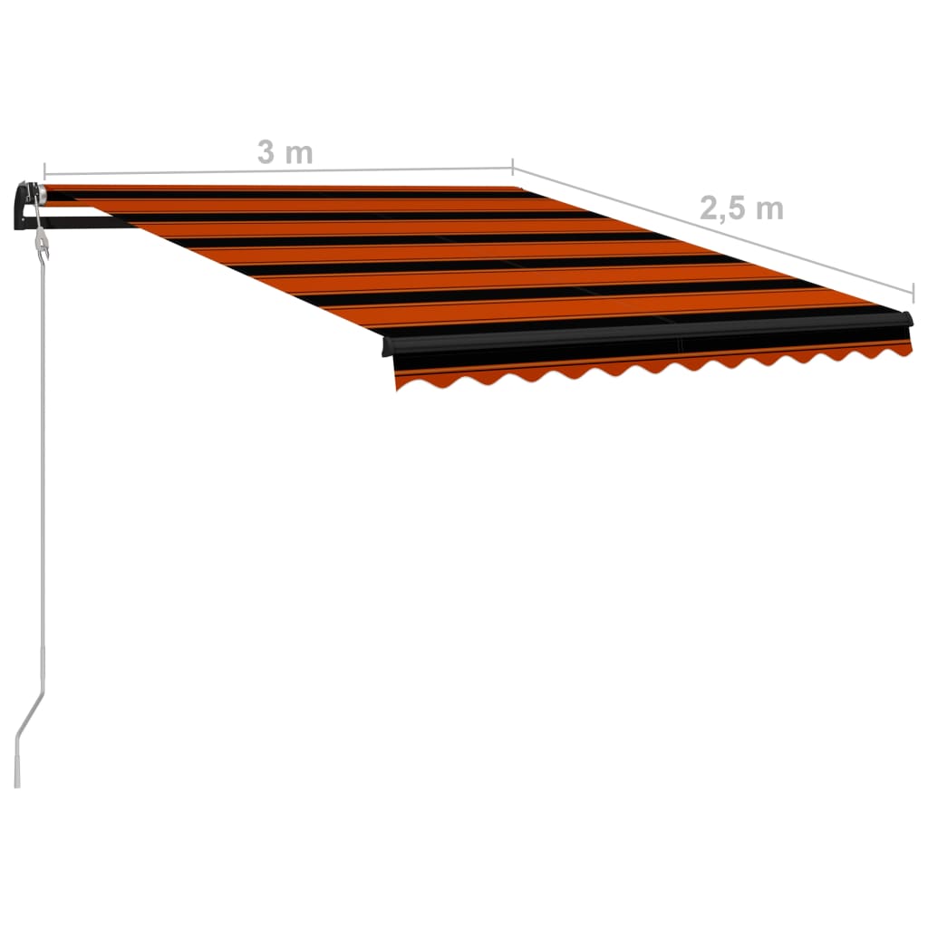 vidaXL Tenda na automatsko uvlačenje 300 x 250 cm narančasto-smeđa