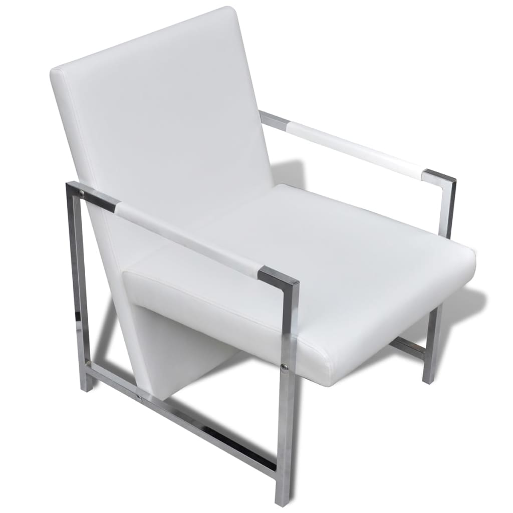 vidaXL Fotelja od umjetne kože s kromiranim nogama bijela