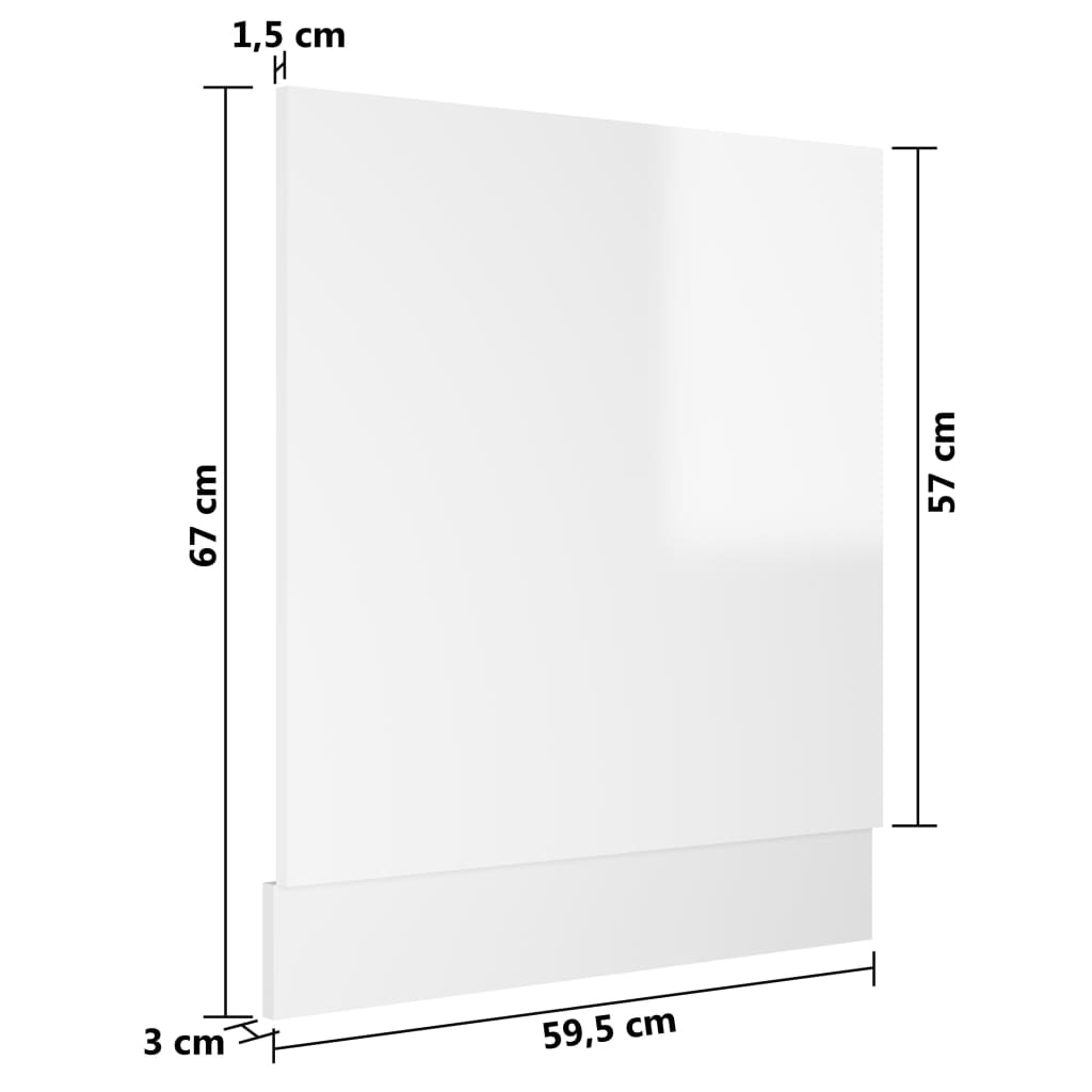 vidaXL Ploča za perilicu posuđa sjajna bijela 59,5 x 3 x 67 cm iverica