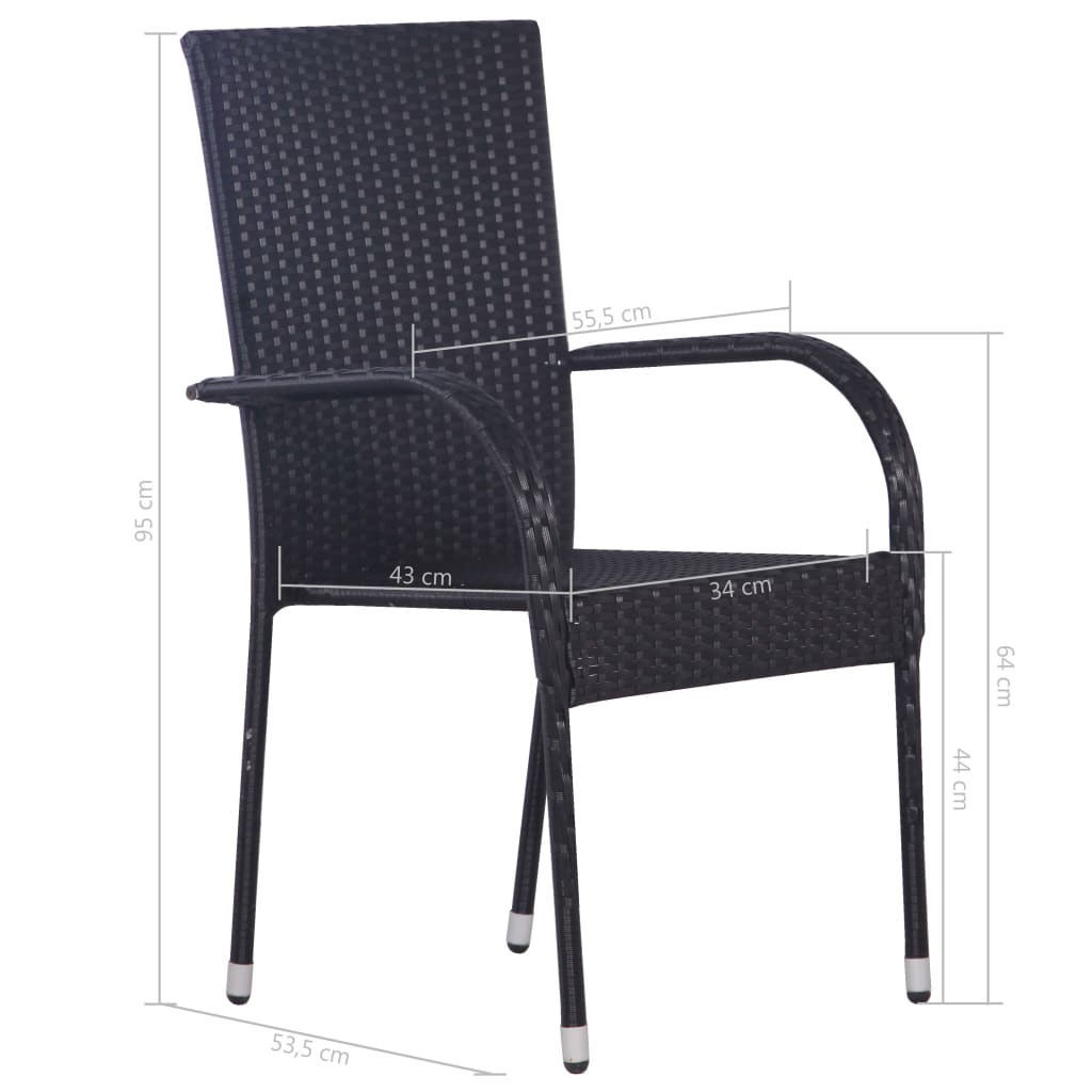 vidaXL Vrtne složive stolice 2 kom poliratan crne