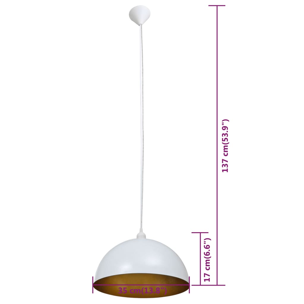 vidaXL Stropna svjetiljka 2 kom podesive visine polukuglasta bijela