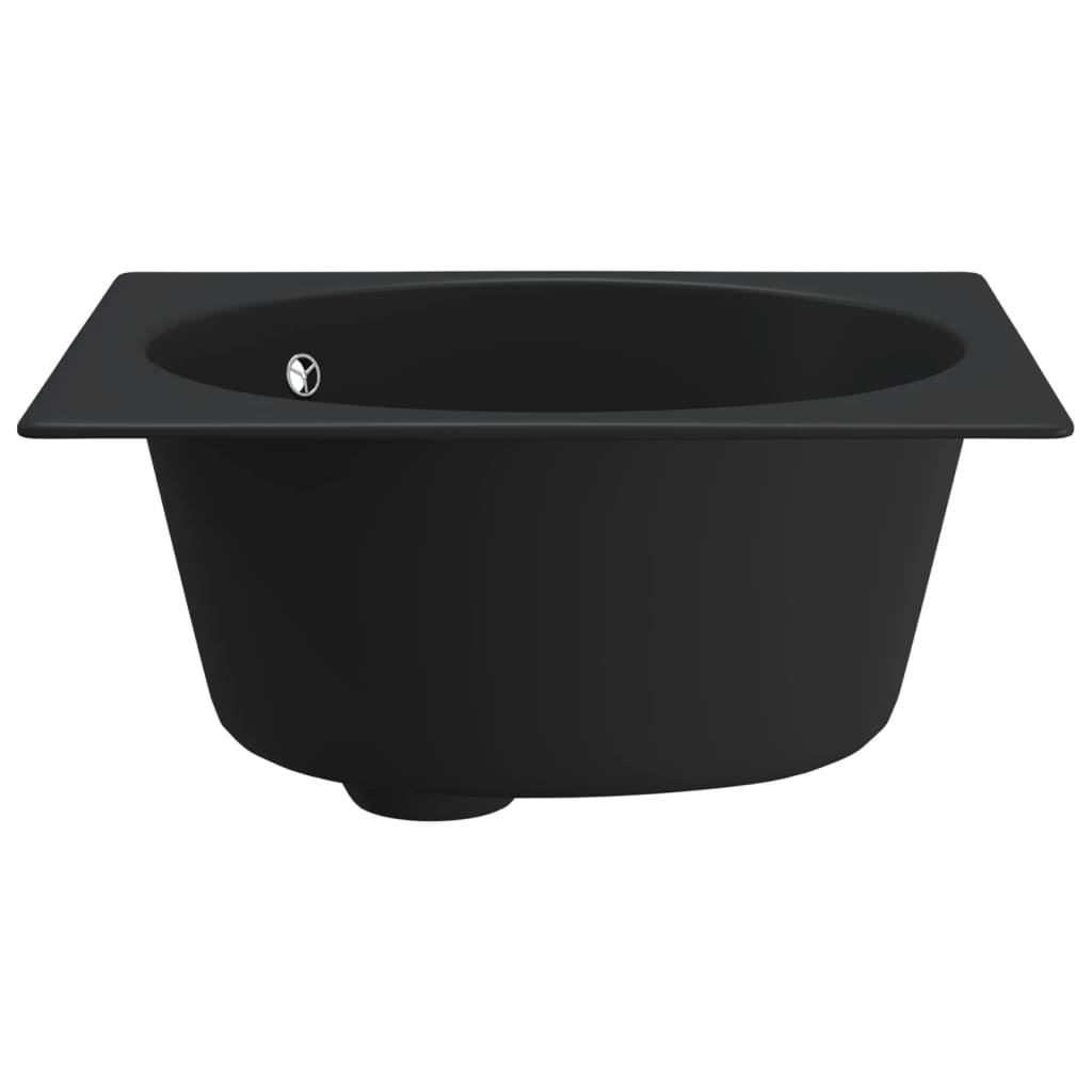vidaXL Kuhinjski sudoper s otvorom protiv prelijevanja crni granitni