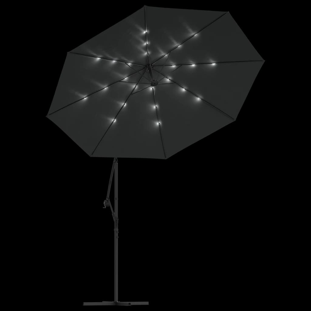 vidaXL Konzolni suncobran s LED svjetlima i čeličnom šipkom 300 cm