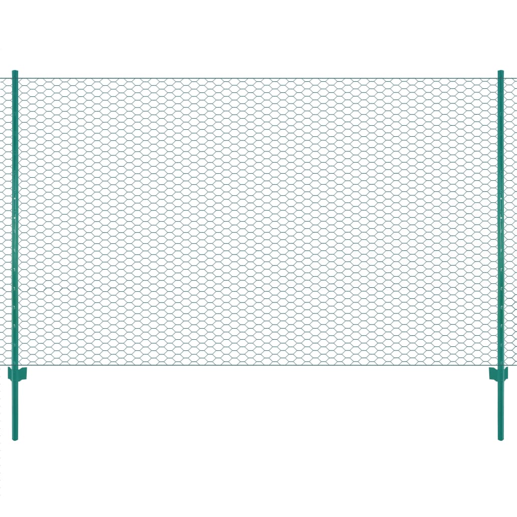 vidaXL Ograda od žičane mreže sa stupovima čelična 25 x 2 m zelena