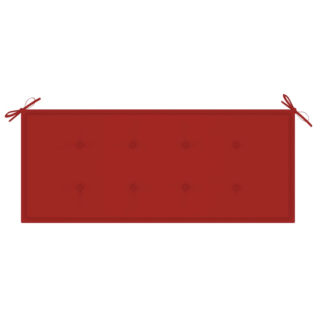 vidaXL Vrtna klupa s crvenim jastukom 120 cm od masivne tikovine
