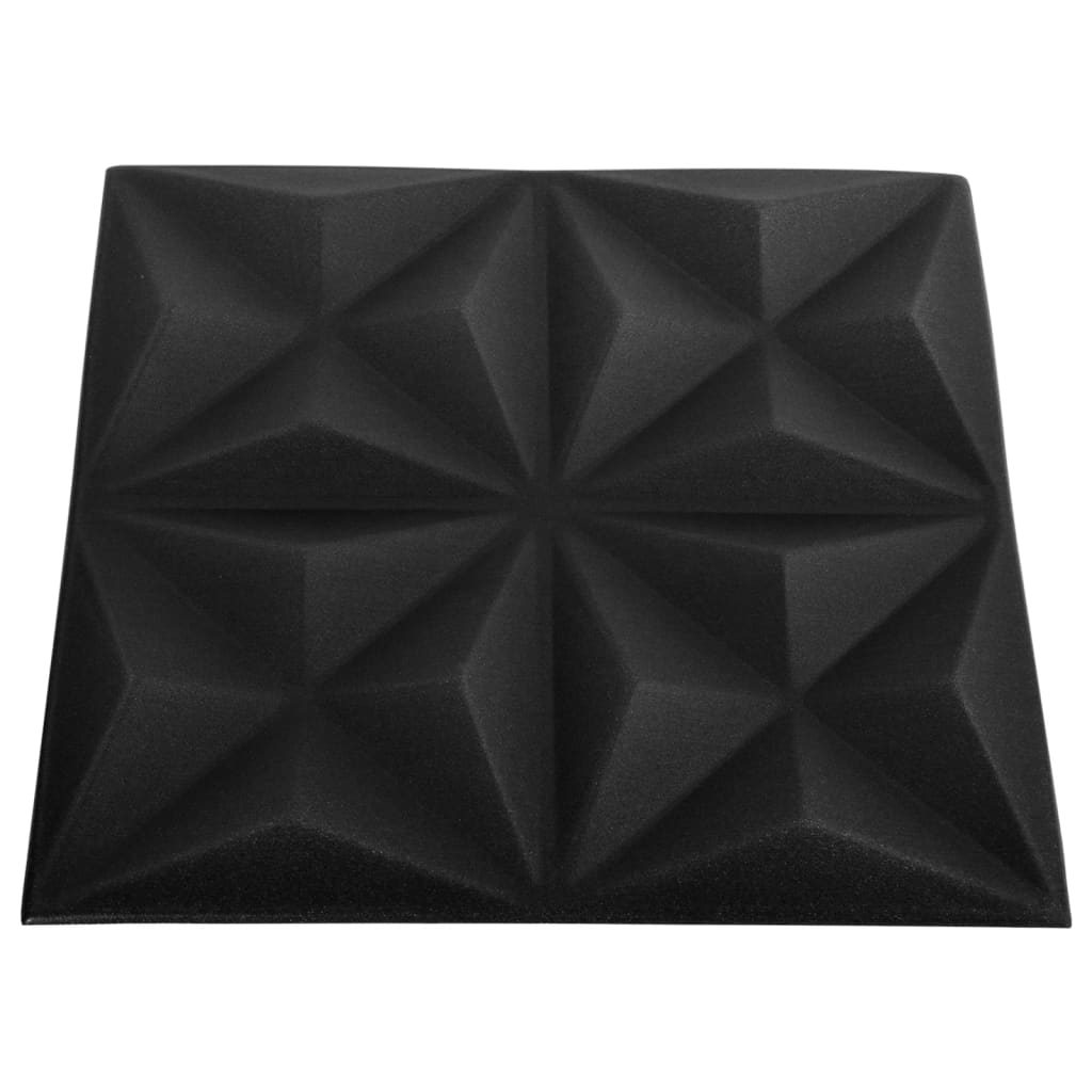 vidaXL 3D zidni paneli 12 kom 50 x 50 cm origami crni 3 m²
