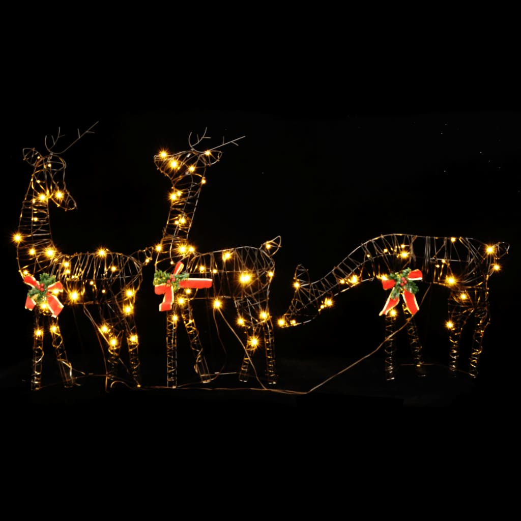vidaXL Ukrasna božićna obitelj sobova 90 LED tople bijele od ratana